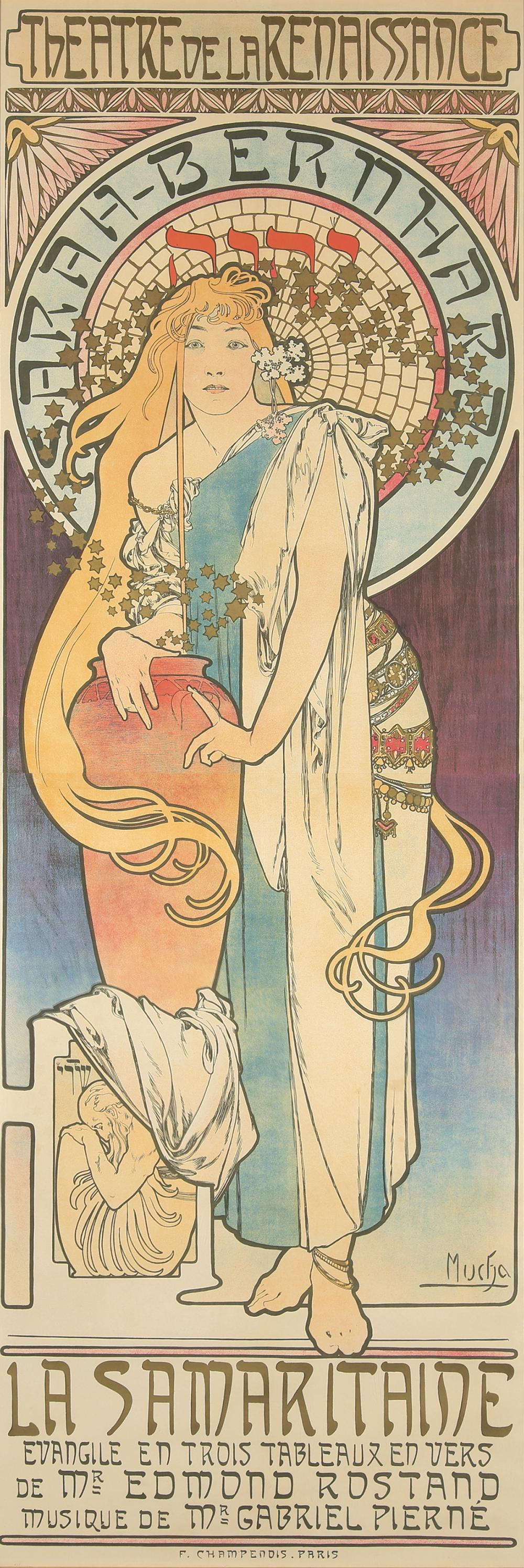 Alfons Mucha, La Samaritaine (1894; litografía en color, 173 x 58,3 cm) © Mucha Trust 2023 Alfons Mucha, La Samaritaine (1894; litografía en color, 173 x 58,3 cm) © Mucha Trust 2023