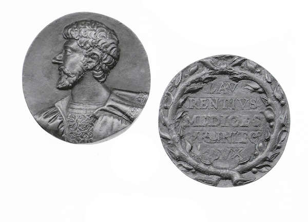 Francesco da Sangallo, Medaglia di Lorenzo di Piero de&rsquo; Medici, duca di Urbino (1570 circa; bronzo; Firenze, Museo Nazionale del Bargello)