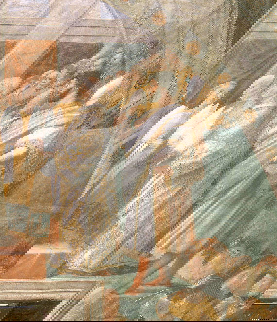 Raffaello, Giuramento di Leone III, dettaglio (1516-1517; affresco, 500 x 670 cm; Citt&agrave; del Vaticano, Musei Vaticani, Stanza dell&rsquo;Incendio di Borgo)