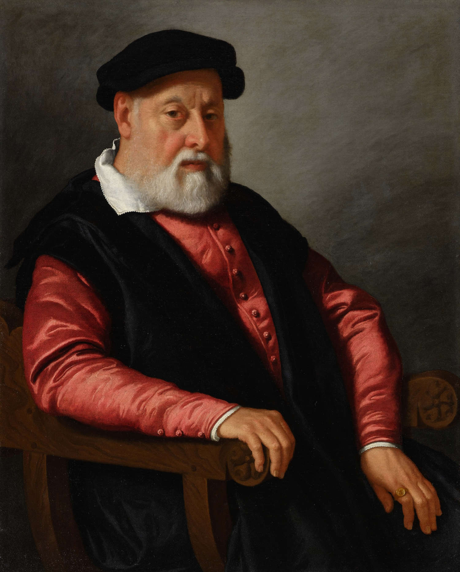 Giovanni Battista Moroni, Portrait d'un podestat (vers 1558-1562 ; huile sur toile, 86 x 71 cm ; Bergame, Accademia Carrara, inv. 58 ACDP 006, prêt de l'Azienda Socio Sanitaria Territoriale Papa Giovanni XXIII, Bergame)