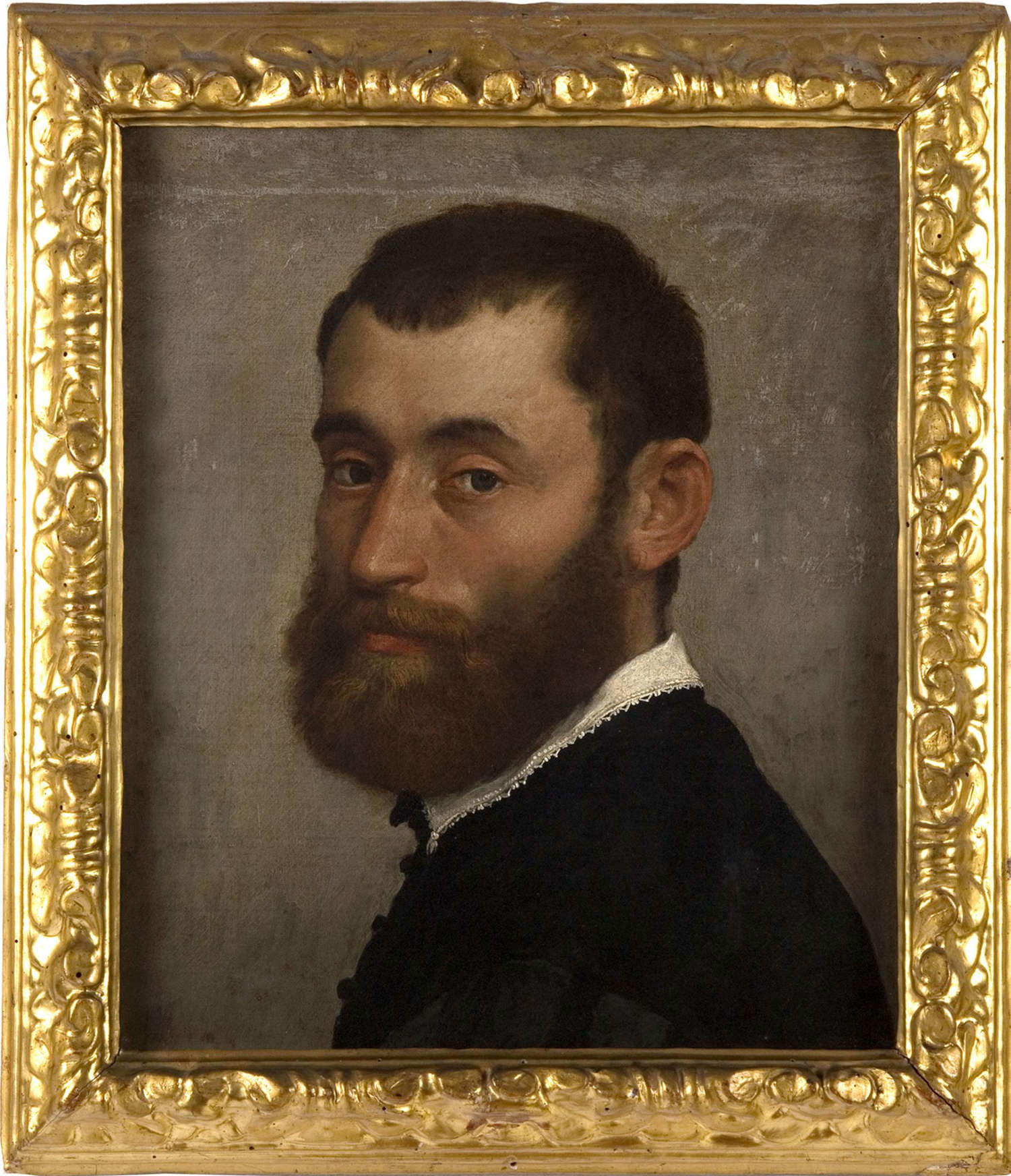 Giovanni Battista Moroni, Portrait d'un jeune homme à la barbe (vers 1543-1545 ; huile sur toile, 44,2 x 37,6 cm ; Sienne, Pinacoteca Nazionale, inv. 467)