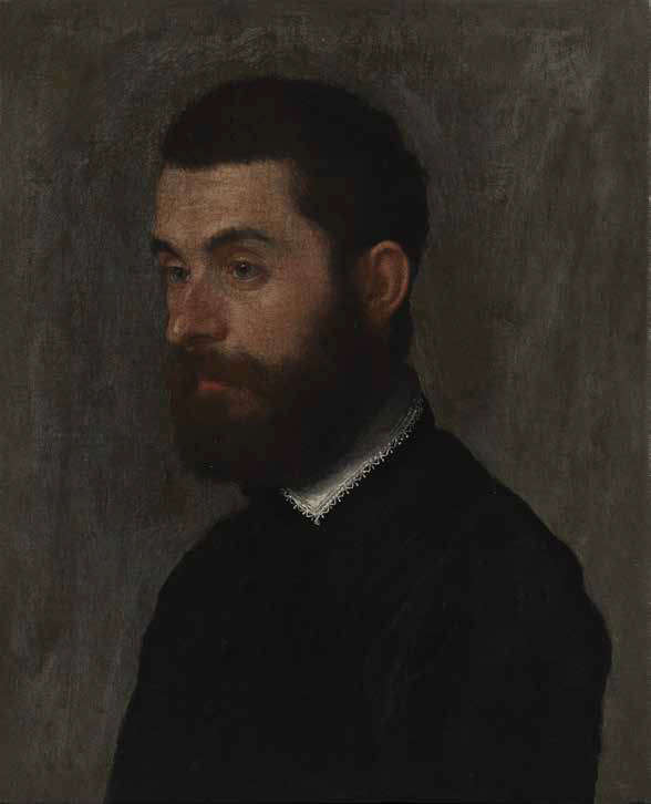 Giovanni Battista Moroni, Portrait de profil d'un jeune homme (vers 1557-1559 ; huile sur toile, 34 x 28 cm ; Bergame, Accademia Carrara, inv. 58AC00329)