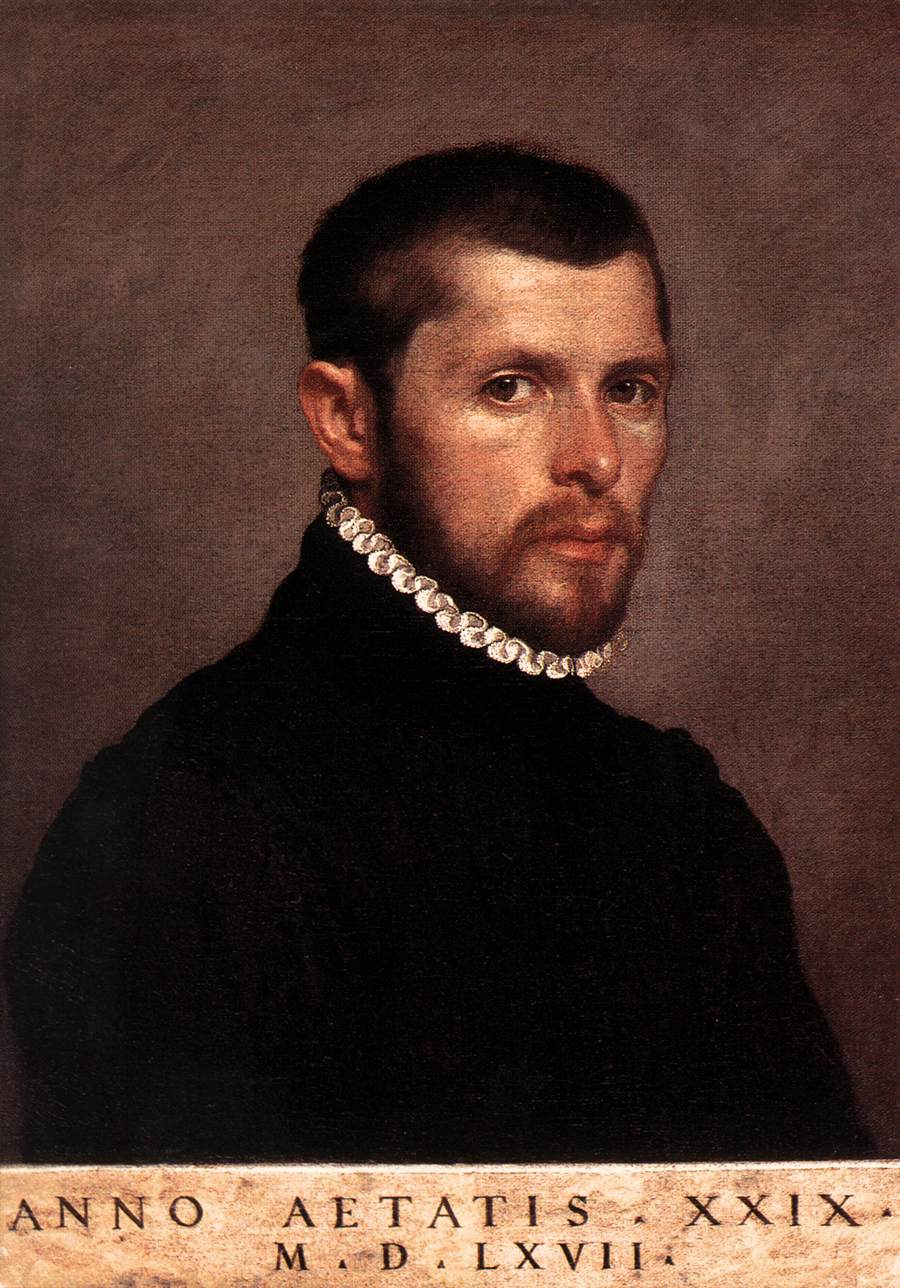 Giovan Battista Moroni, Portrait d'un jeune homme de 29 ans (1567 ; huile sur toile, 57 x 45 cm ; Bergame, Accademia Carrara, inv. 81 LC 00174)