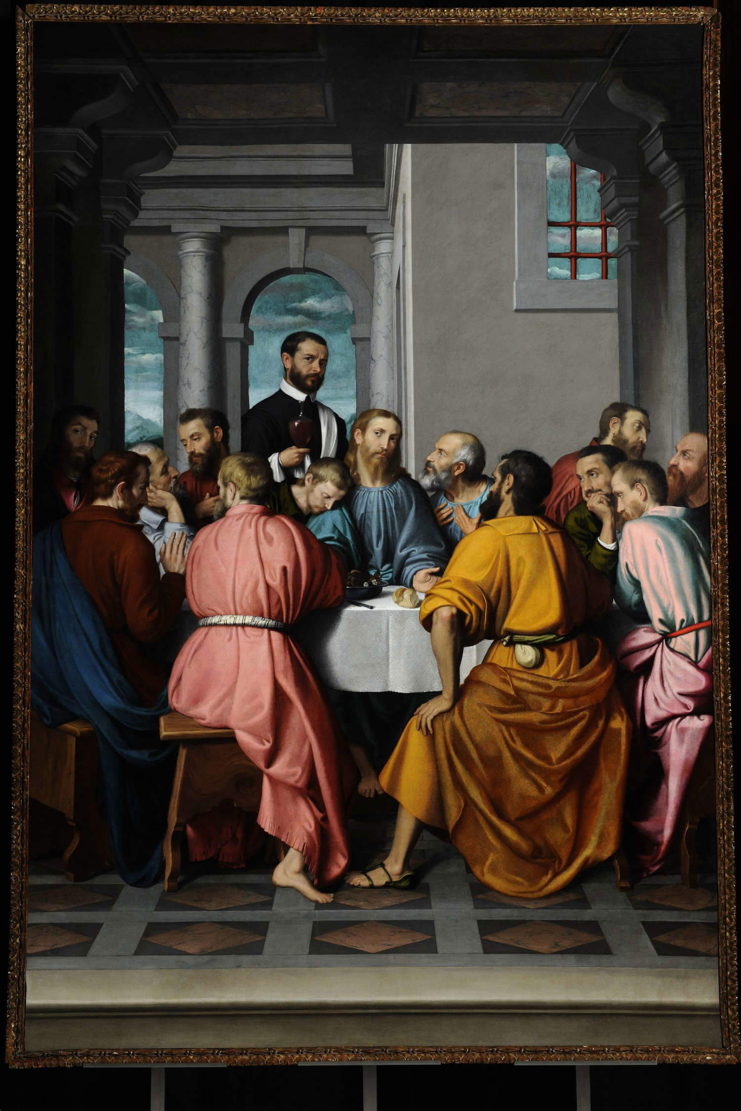 Giovanni Battista Moroni, Cène (1566-1569 ; huile sur toile, 295 x 195 cm ; Romano di Lombardia, église Santa Maria Assunta et San Giacomo Maggiore Apostolo)