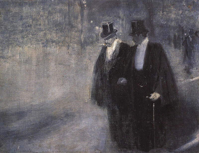 Serafino Macchiati, Nach der Gala (ca. 1900-1905; Öl auf Karton, 28 x 37 cm; Fondazione Enrico Piceni)