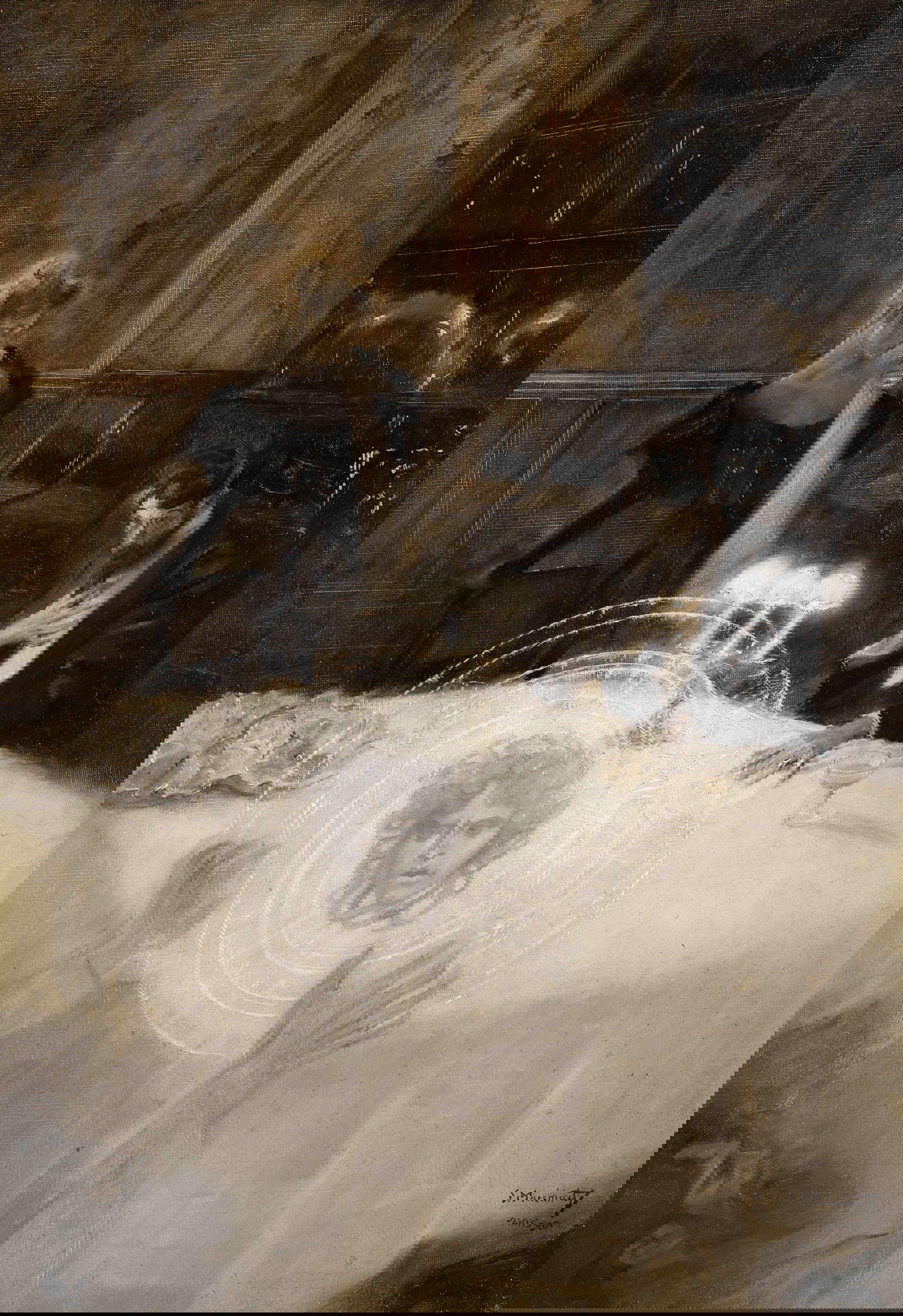 Serafino Macchiati, L'avertissement (Spirituelle Szene) (1905; Öl auf Leinwand, 55 x 38 cm; Privatsammlung)