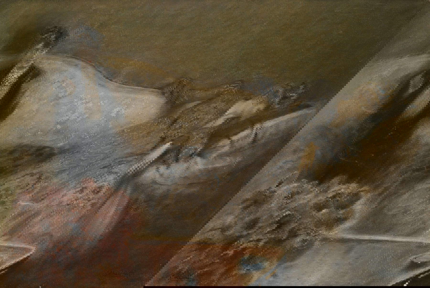 Serafino Macchiati, Zwei Frauen auf dem Sofa oder Morfinomani (1905; Öl auf Leinwand, 38 x 56 cm; Privatsammlung)