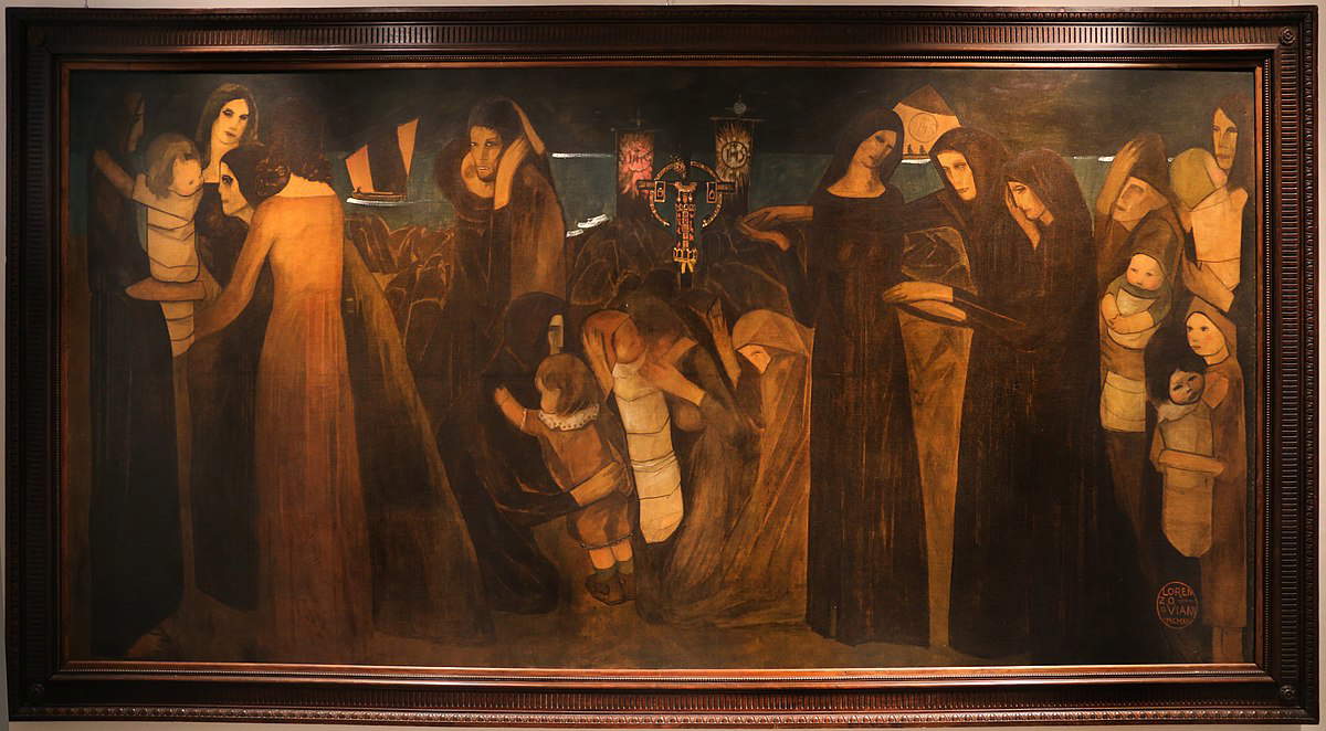 Lorenzo Viani, Blessing of the Dead at Sea (1913-1915; oil on canvas, 394 x 192 cm; Viareggio, Civic Collection, GAMC)