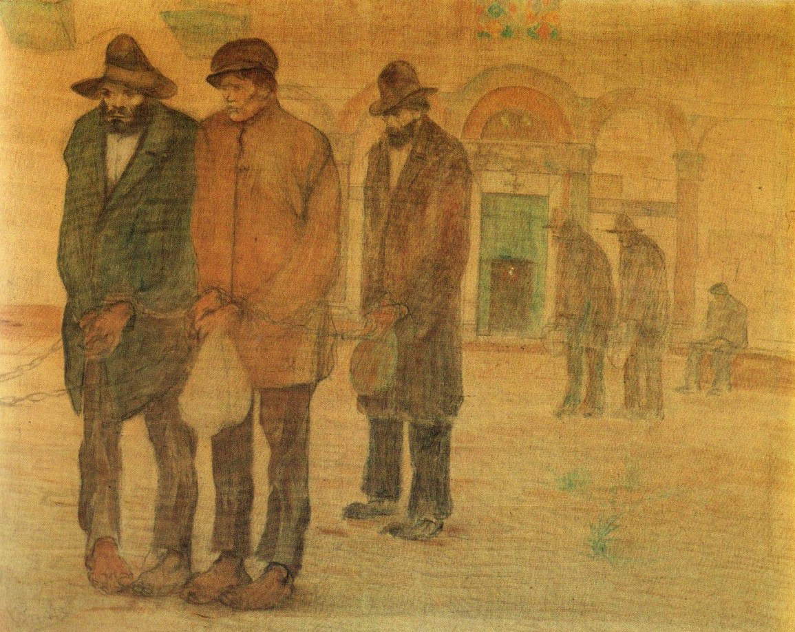 Lorenzo Viani, Carcerati (1910 - 1911; oil on canvas, 100 x 124 cm; Varraud Santini Collection)