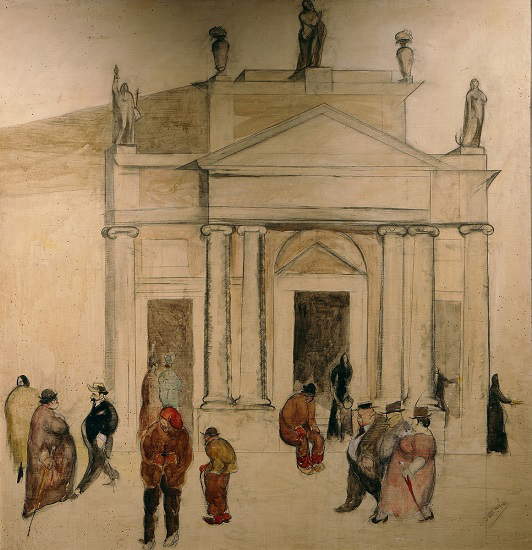 Lorenzo Viani, S. Andrea (1927 - 1928; pencil, India ink and tempera on plywood, 152 x 147 cm; Lucarelli Donation)