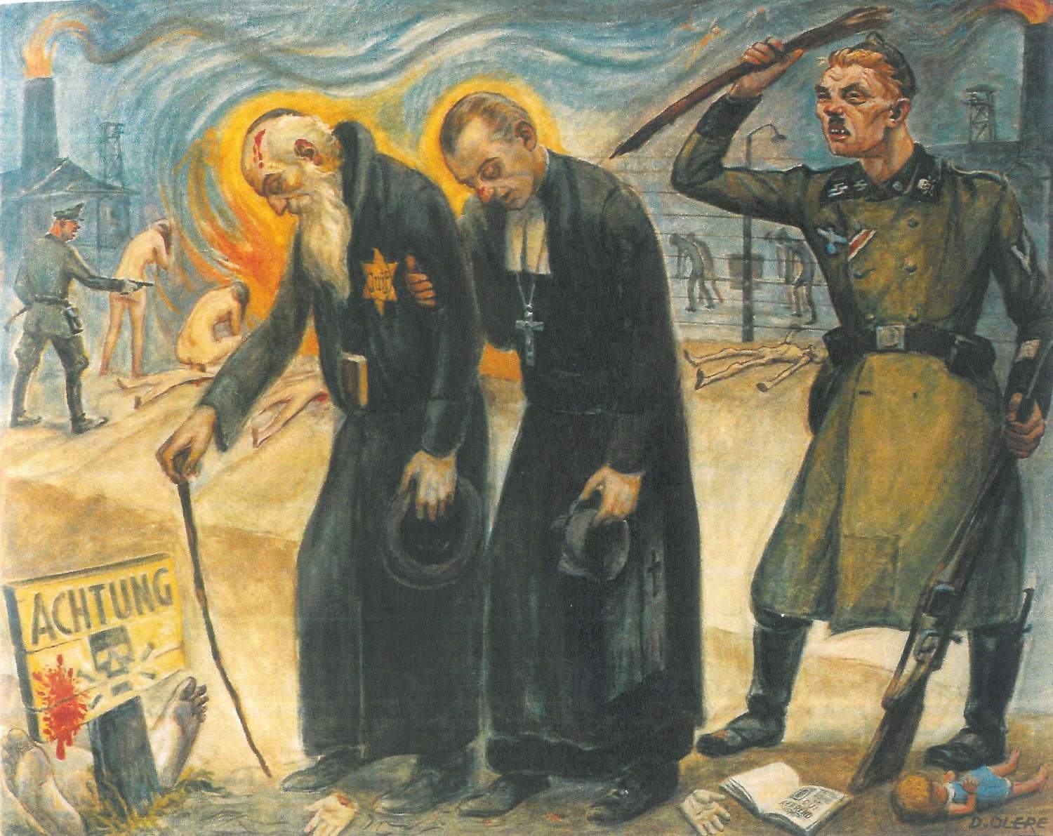David Olère, Sacerdote e rabbino (s.d.; tela, 162 x 131 cm; Oświęcim, Museo statale di Auschwitz-Birkenau) )
