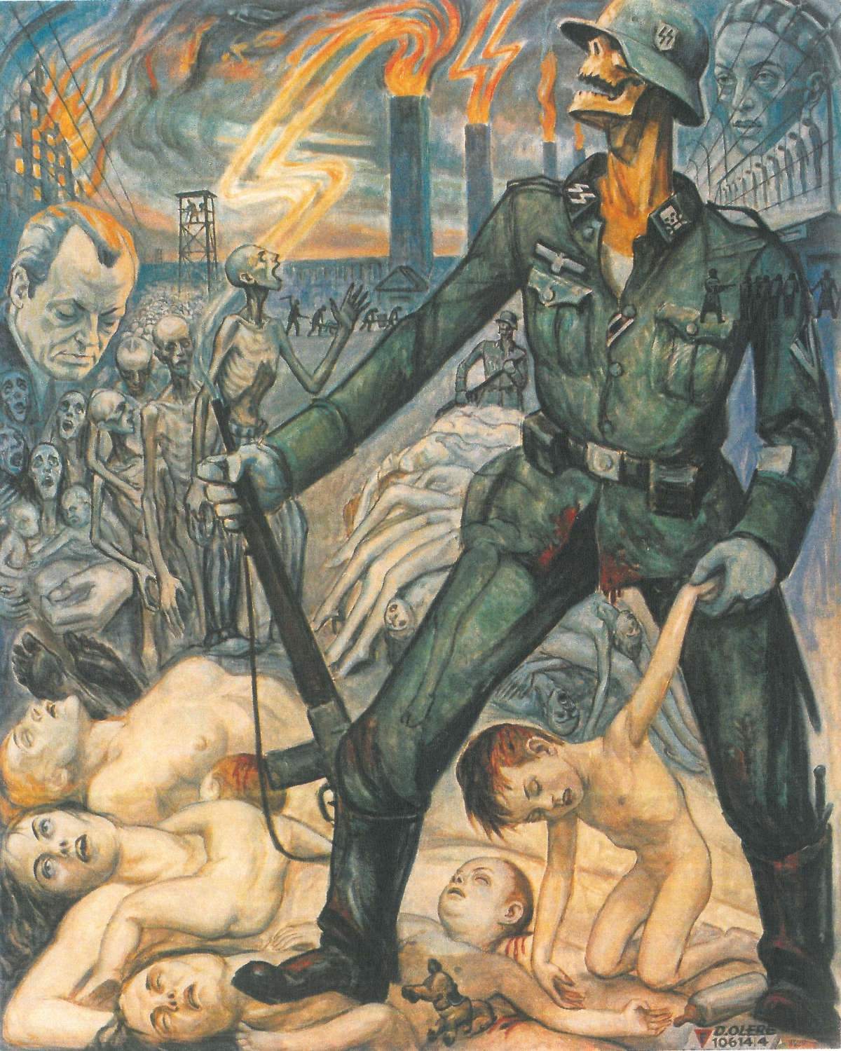 David Olère, La strage degli innocenti (s.d.; tela; Oświęcim, Museo statale di Auschwitz-Birkenau)