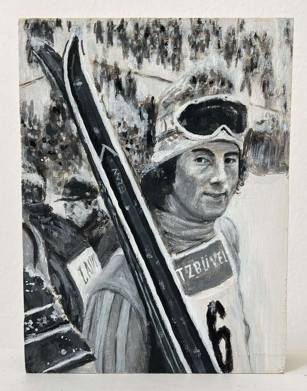 Simone Tribuiani, Ingemar Stenmark, Ski Series IV (2023; Acryl auf Platte) Simone Tribuiani, Ingemar Stenmark, Ski Series IV (2023; Acryl auf Platte)