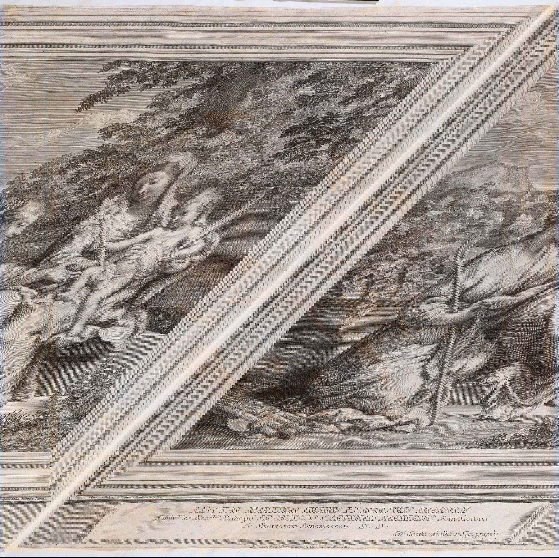 Fran&ccedil;ois Spierre, &lt;em&gt;Santa Martina con la Vergine e il Bambino&lt;/em&gt; (1660-1663; bulino, 413 x 431 mm; Roma, Istituto Centrale per la Grafica, inv. S-FC69117)