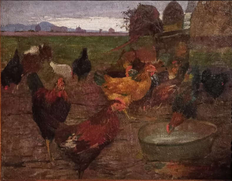 Raffaello Gambogi, Innenhof in Banditella (um 1895; Öl auf Leinwand, 51 x 64 cm; Privatsammlung) Raffaello Gambogi, Innenhof in Banditella (um 1895; Öl auf Leinwand, 51 x 64 cm; Privatsammlung)