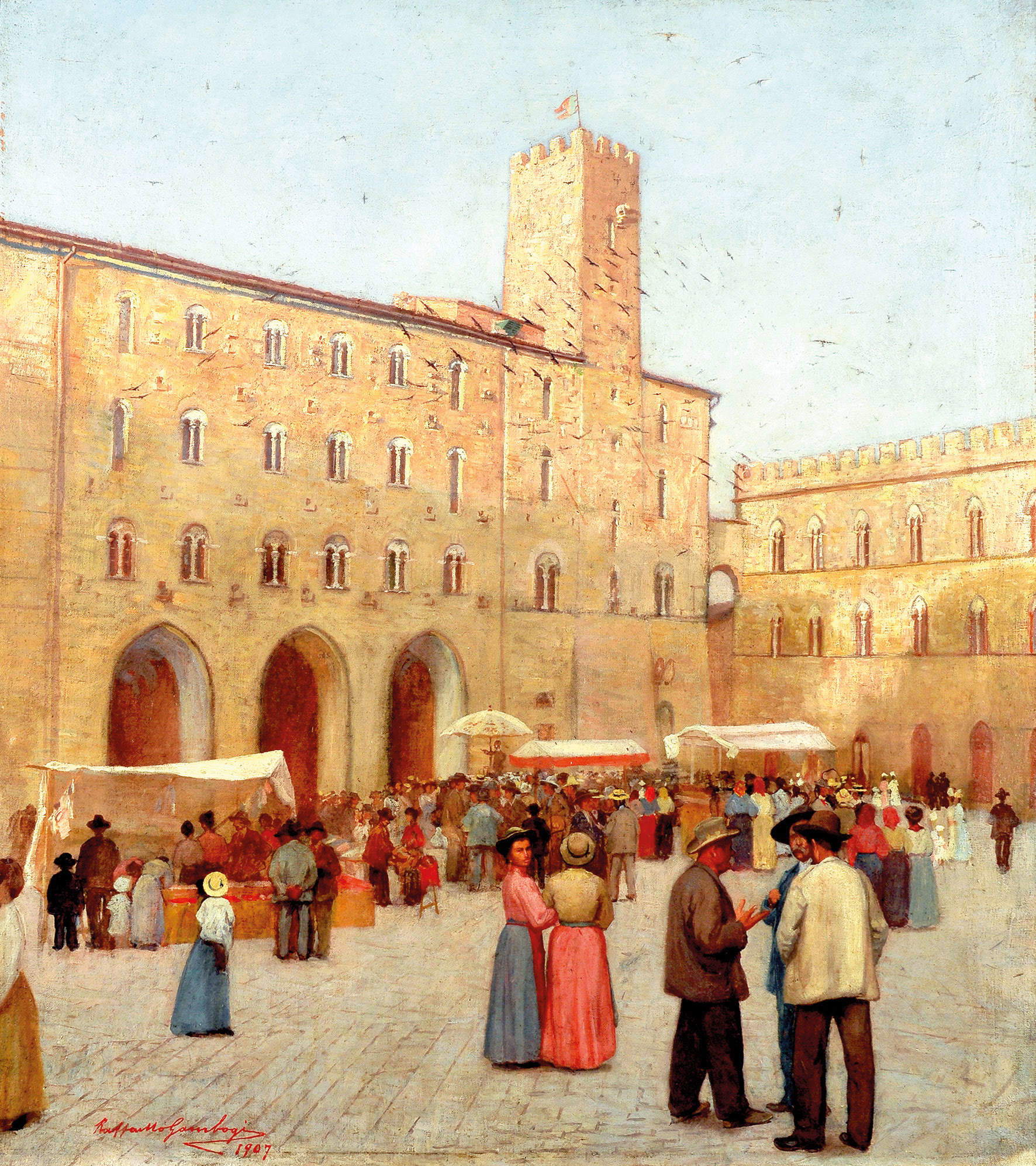 Raffaello Gambogi, Der Markt in Volterra (1907; Öl auf Leinwand, 52 x 72 cm; Volterra, Fondazione Cassa di Risparmio di Volterra) Raffaello Gambogi, Der Markt in Volterra (1907; Öl auf Leinwand, 52 x 72 cm; Volterra, Fondazione Cassa di Risparmio di Volterra)