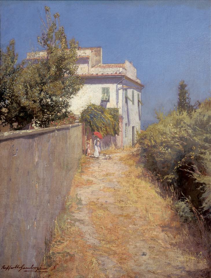 Raffaello Gambogi, Il villino Benvenuti (1900-1905; Öl auf Leinwand, 53 x 42 cm; Privatsammlung) Raffaello Gambogi, Il villino Benvenuti (1900-1905; Öl auf Leinwand, 53 x 42 cm; Privatsammlung)