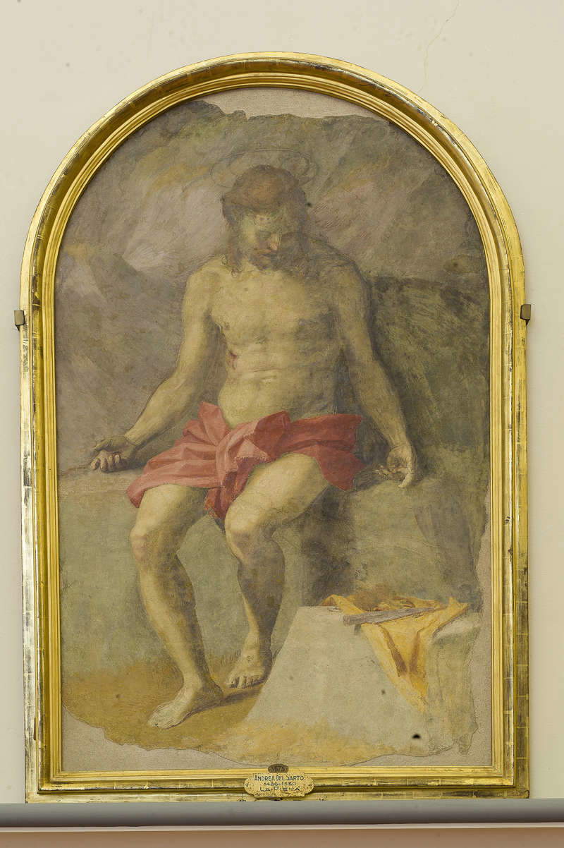 Andrea del Sarto, Cristo en la Piedad (c. 1525; fresco acanalado desprendido, 200 x 132 cm; Florencia, Galleria dell'Accademia, inv. 1890 n.º 8675) Andrea del Sarto, Cristo en la Piedad (c. 1525; fresco acanalado desprendido, 200 x 132 cm; Florencia, Galleria dell'Accademia, inv. 1890 n.º 8675)