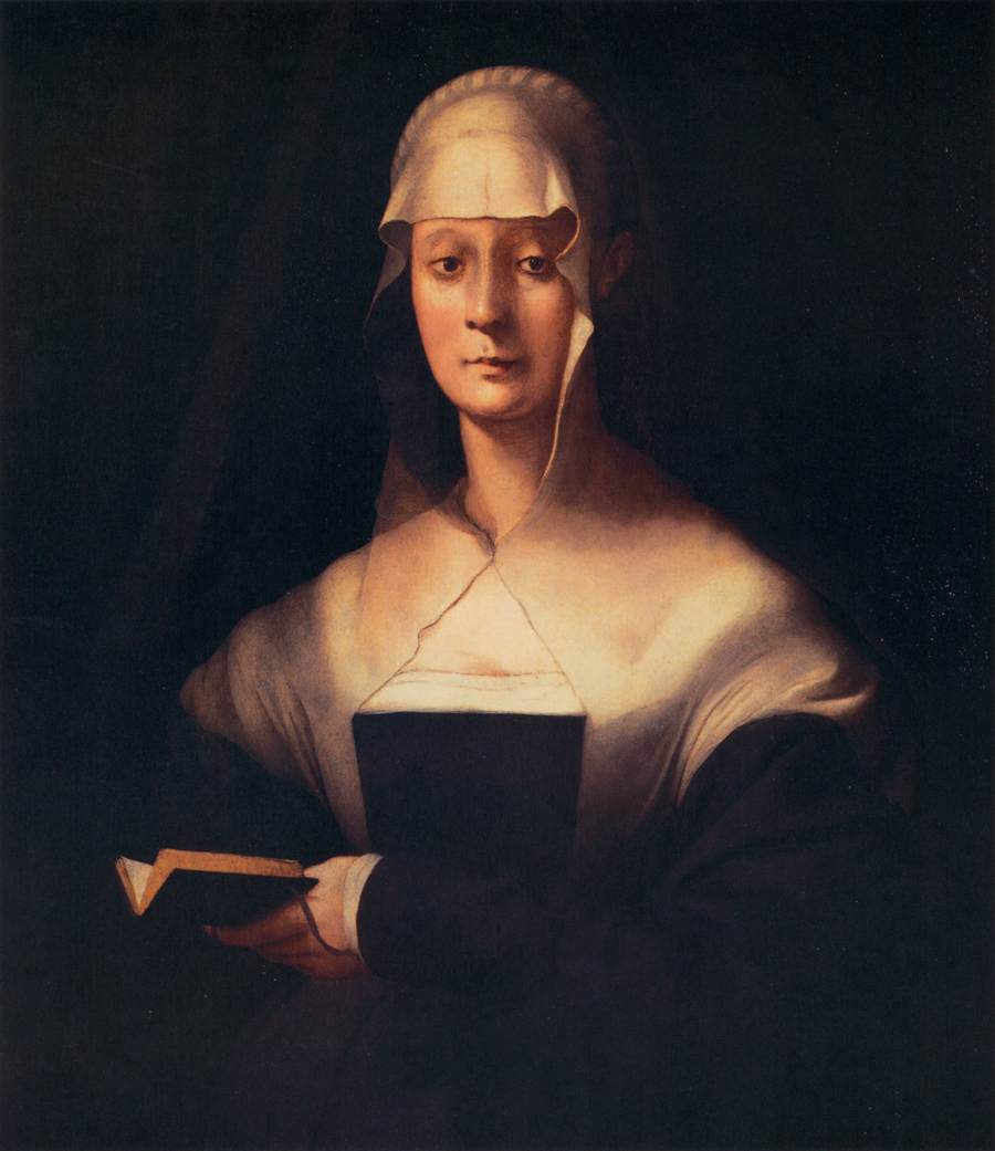 Pontormo, Portrait de Maria Salviati (1537-1543 ; huile sur panneau, 87 x 71 cm ; Florence, galeries des Offices) Pontormo, Portrait de Maria Salviati (1537-1543 ; huile sur panneau, 87 x 71 cm ; Florence, galeries des Offices)