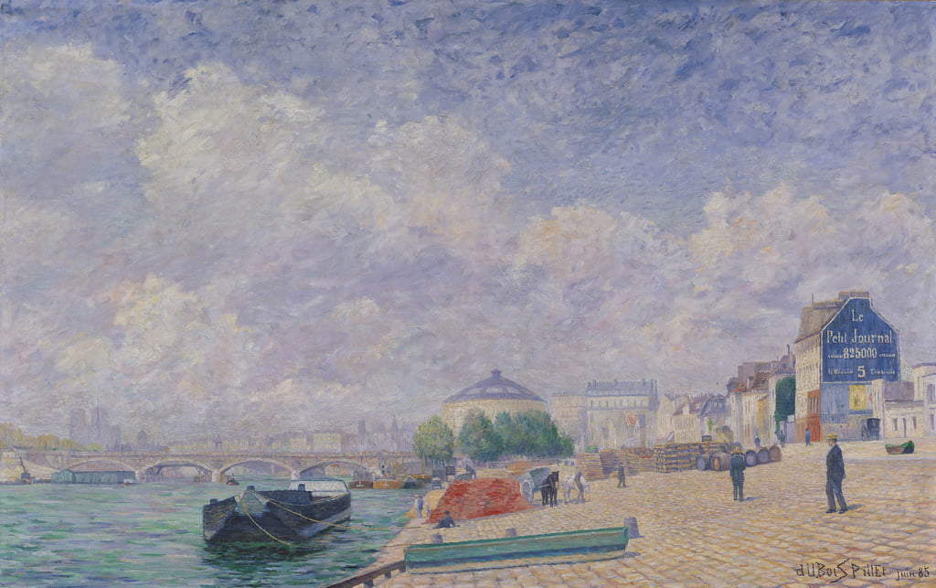 Albert Dubois-Pillet, Le Quai de Bercy. La Seine à Bercy (1885; olio su tela, 145 x 231,5 cm; Le Puy-en-Velay, Muzée Crozatier) Albert Dubois-Pillet, Le Quai de Bercy. La Seine à Bercy (1885; olio su tela, 145 x 231,5 cm; Le Puy-en-Velay, Muzée Crozatier)