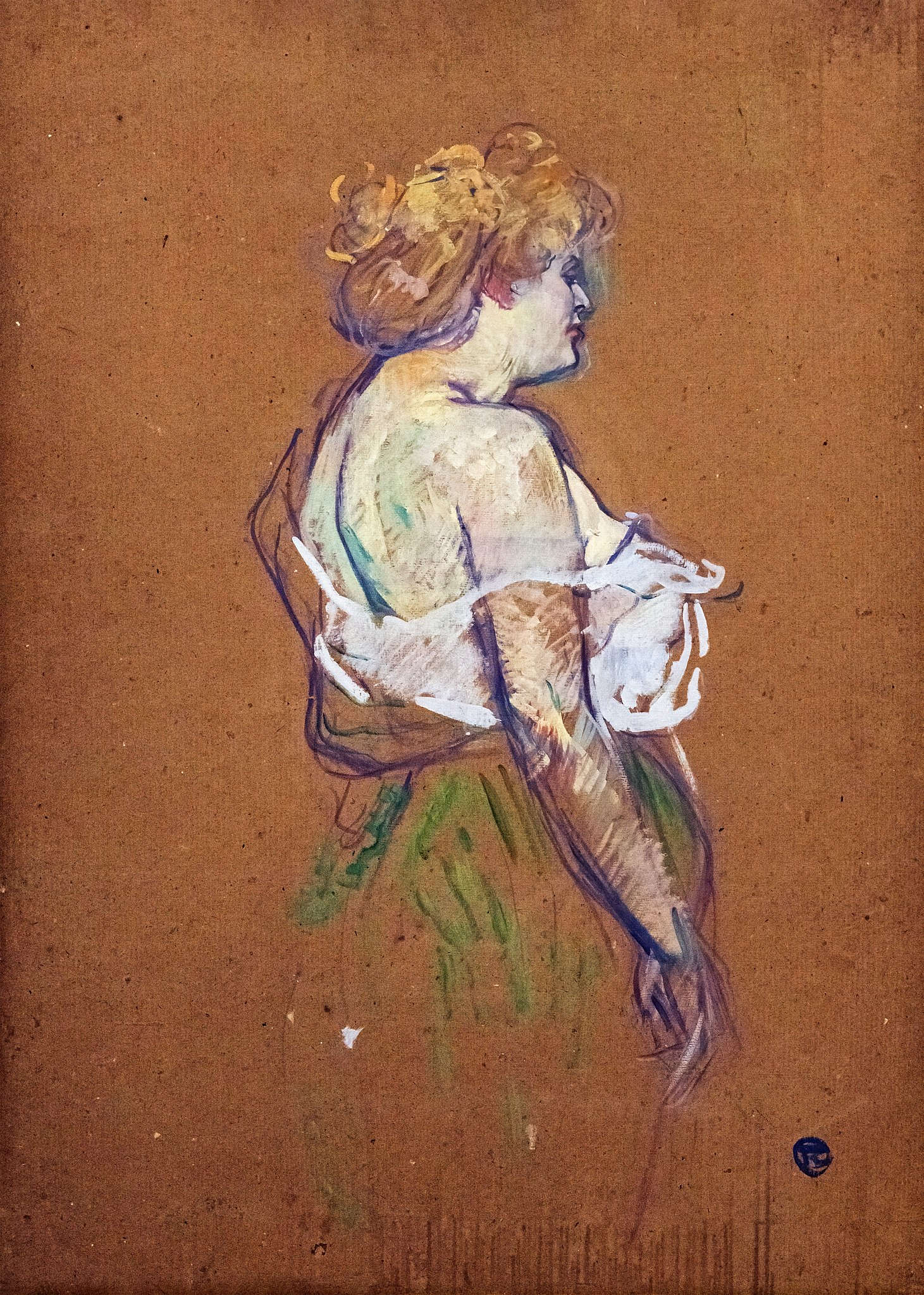 Henri de Toulouse-Lautrec, Mademoiselle Lucie Bellanger (1896; olio su cartone, 79,1 x 58,2 cm; Albi, Musée Toulouse-Lautrec) Henri de Toulouse-Lautrec, Mademoiselle Lucie Bellanger (1896; olio su cartone, 79,1 x 58,2 cm; Albi, Musée Toulouse-Lautrec)