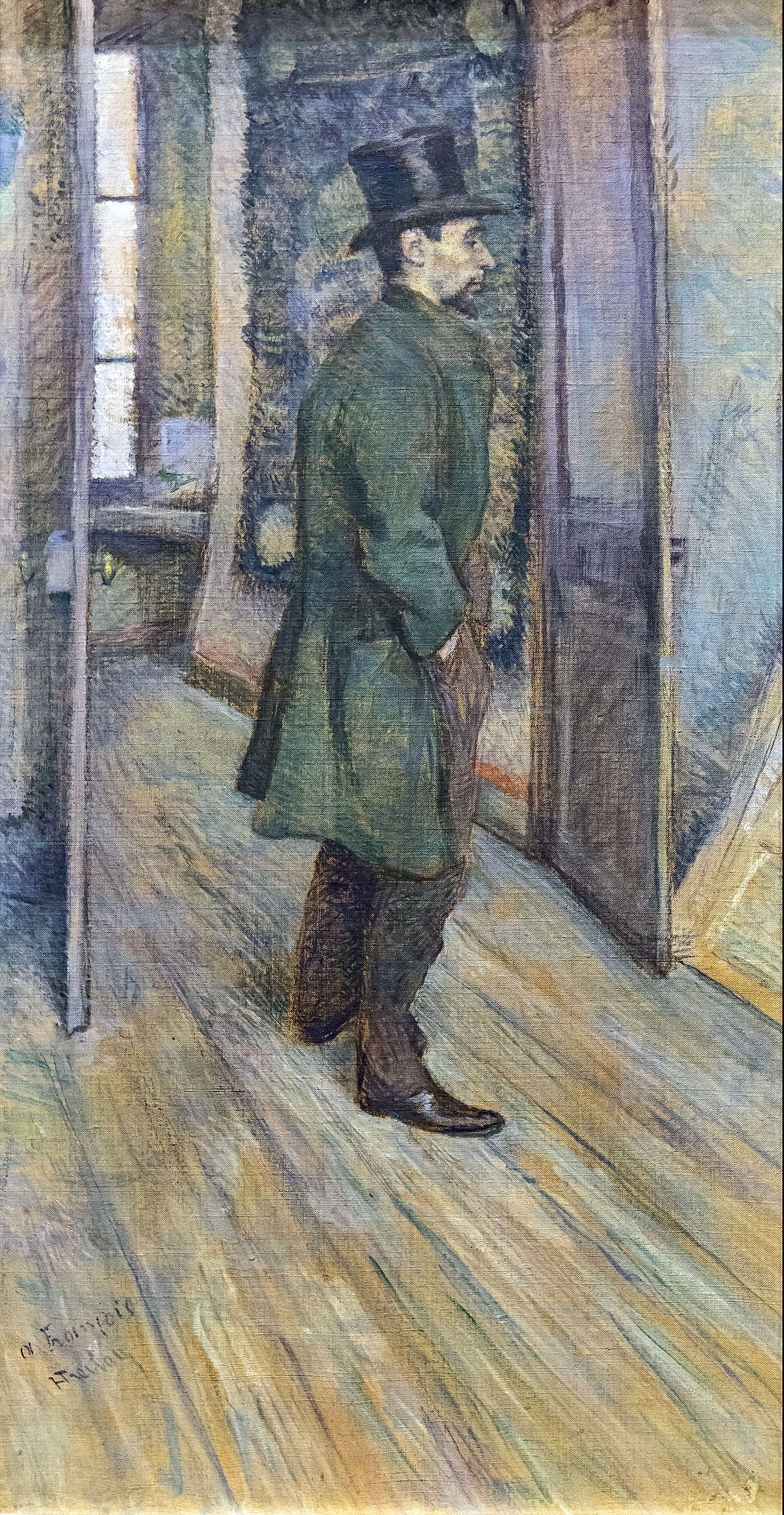 Henri de Toulouse-Lautrec, Ritratto di François Gauzi (1888; olio à l'essence e pastello su tela, 80 x 41 cm; Tolosa, Musée des Augustins) Henri de Toulouse-Lautrec, Ritratto di François Gauzi (1888; olio à l'essence e pastello su tela, 80 x 41 cm; Tolosa, Musée des Augustins)