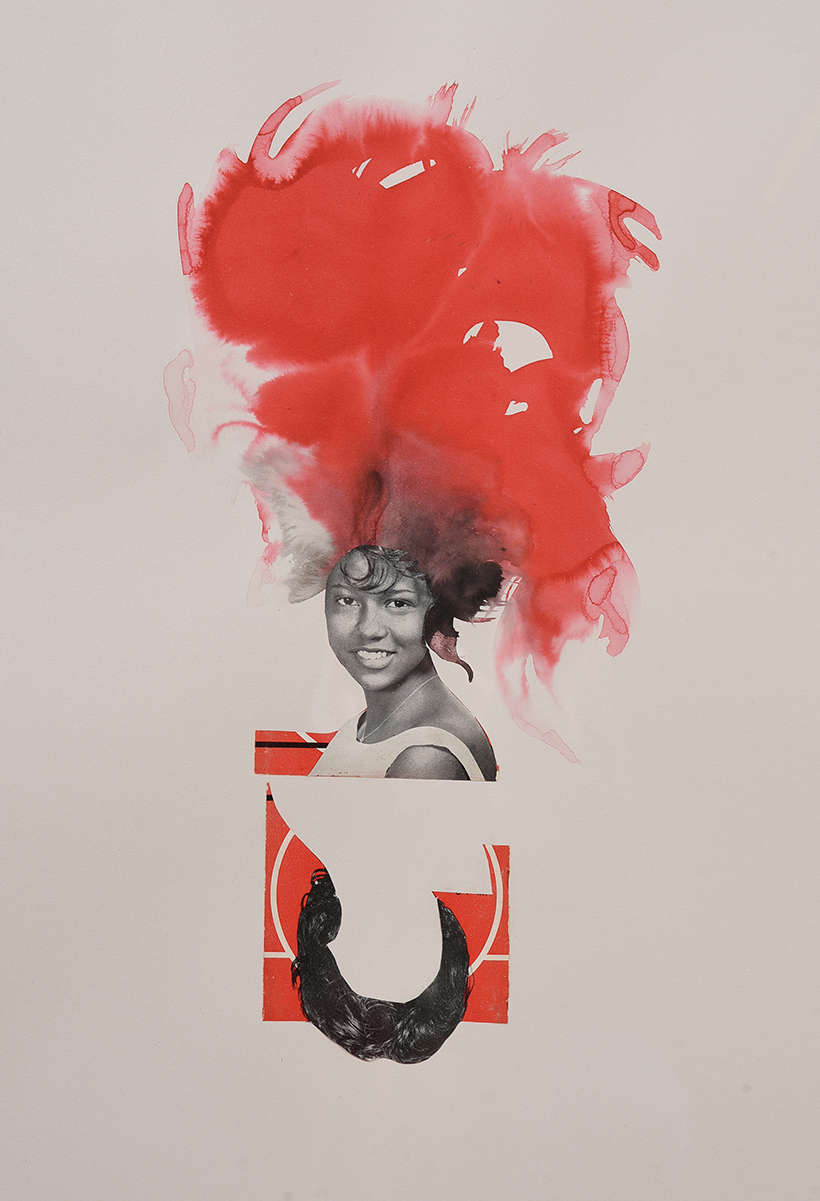 Lorna Simpson, Redd (ink and collage on paper)