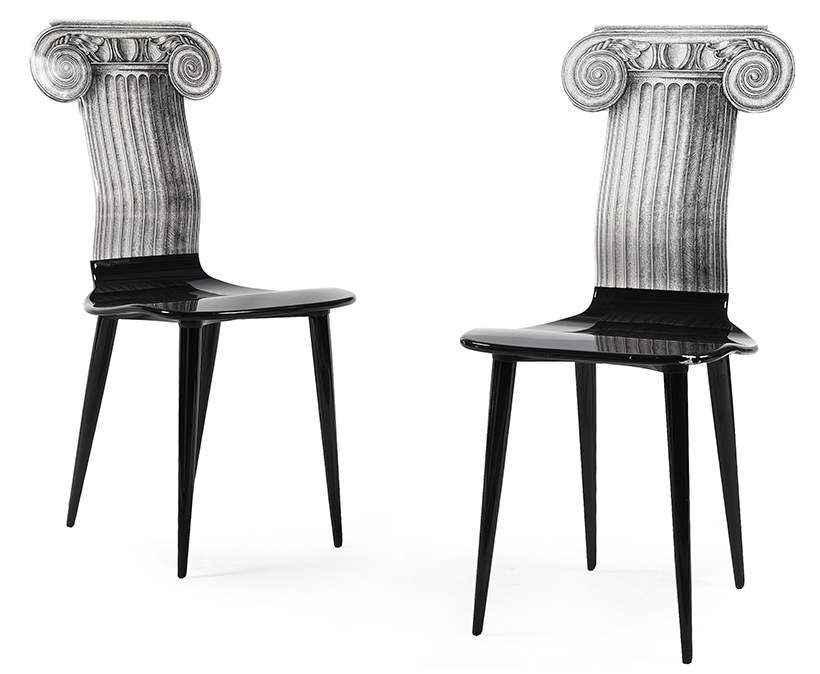 Piero Fornasetti, Pair of Ionic Capital Chairs