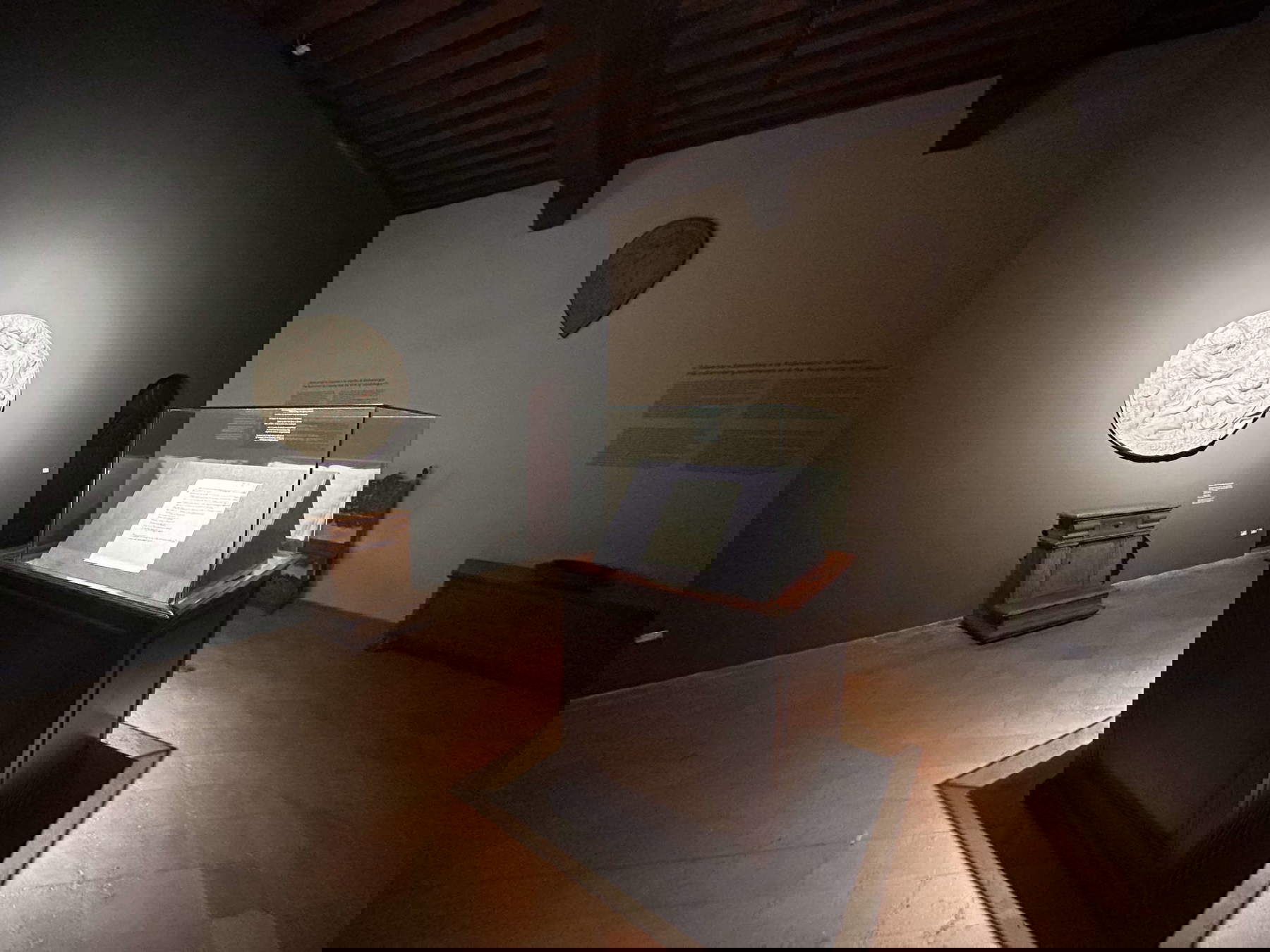 The room with documents related to Michelangelo's birth kept in the house where he was born
