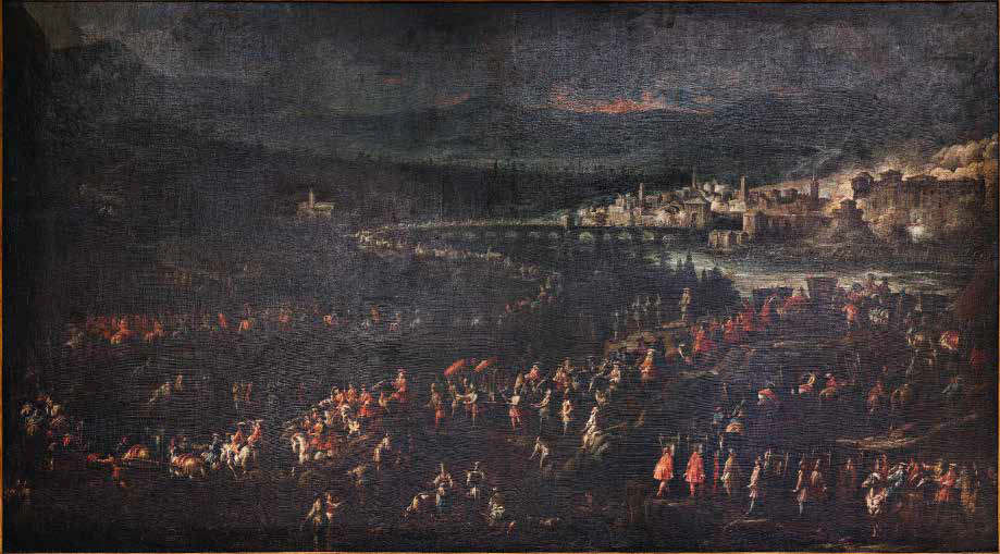 Ilario Mercanti detto lo Spolverini, L&rsquo;arrivo a Borgotaro del corteo di Elisabetta Farnese (1720; olio su tela, 267 &times; 445 cm; Parma, Collezioni d&rsquo;Arte, Comune di Parma)