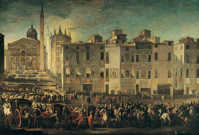 Ilario Mercanti detto lo Spolverini, Corteo per le nozze di Elisabetta Farnese (1717-1721; Parma, Collezioni d&rsquo;Arte, Comune di Parma)