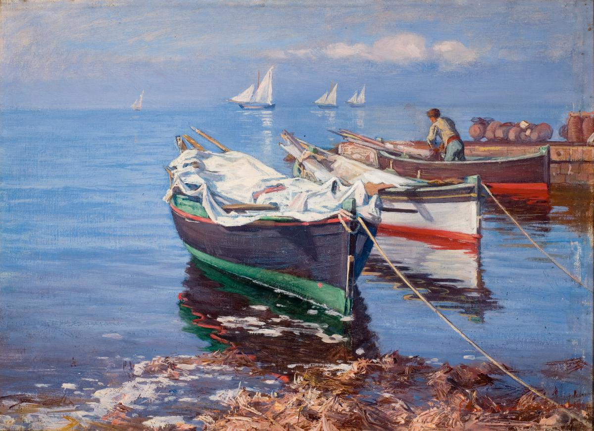 Elin Danielson Gambogi, Barcos italianos (1900 - 1901; óleo sobre lienzo, 33 x 45 cm; Turku, Ett Hem Museum) Elin Danielson Gambogi, Barcos italianos (1900 - 1901; óleo sobre lienzo, 33 x 45 cm; Turku, Ett Hem Museum)