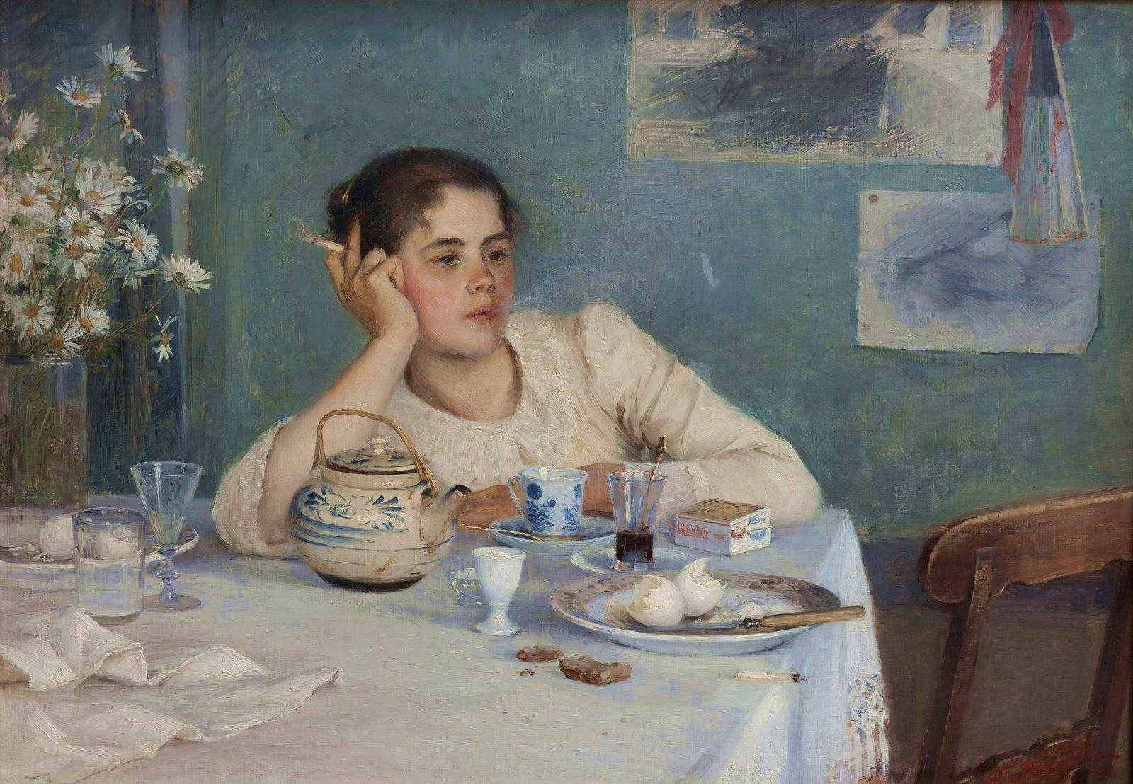 Elin Danielson Gambogi, Desayuno terminado (1890; óleo sobre lienzo, 67 x 94 cm; Finlandia, Colección particular) Elin Danielson Gambogi, Desayuno terminado (1890; óleo sobre lienzo, 67 x 94 cm; Finlandia, Colección particular)