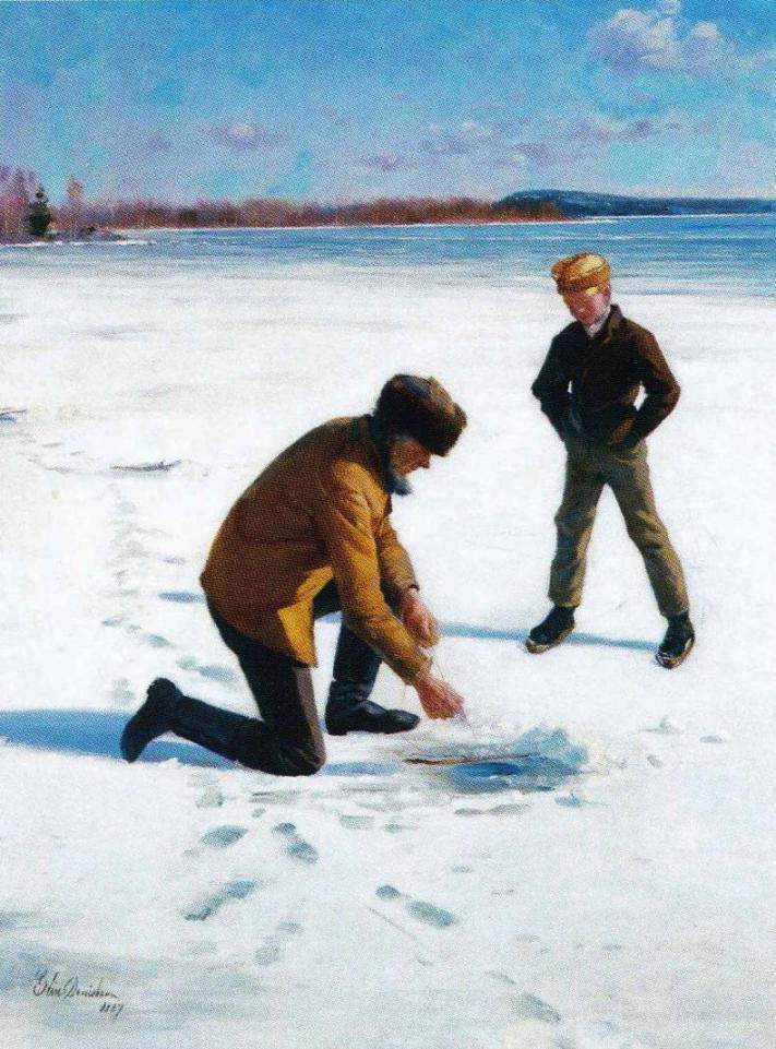 Elin Danielson Gambogi, Pesca de invierno (1887; óleo sobre lienzo, 95 x 72 cm; Finlandia, colección privada) Elin Danielson Gambogi, Pesca de invierno (1887; óleo sobre lienzo, 95 x 72 cm; Finlandia, colección privada)
