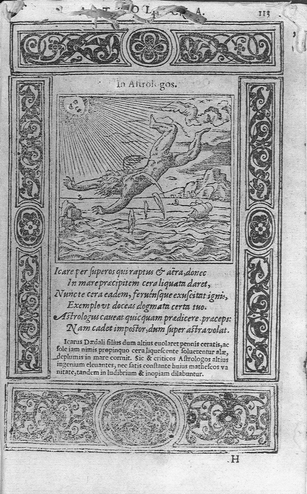 Andrea Alciati, La caduta di Icaro, immagine tratta dal libro Emblemata (XVI secolo) Andrea Alciati, La caduta di Icaro, immagine tratta dal libro Emblemata (XVI secolo)