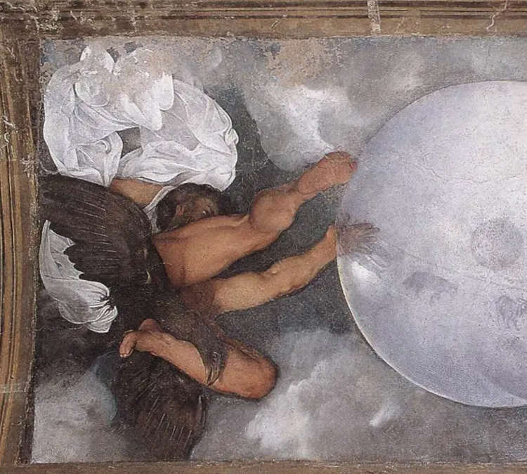 Caravaggio, Giove, dettaglio della pittura a olio su muro al Casino dell'Aurora Caravaggio, Giove, dettaglio della pittura a olio su muro al Casino dell'Aurora