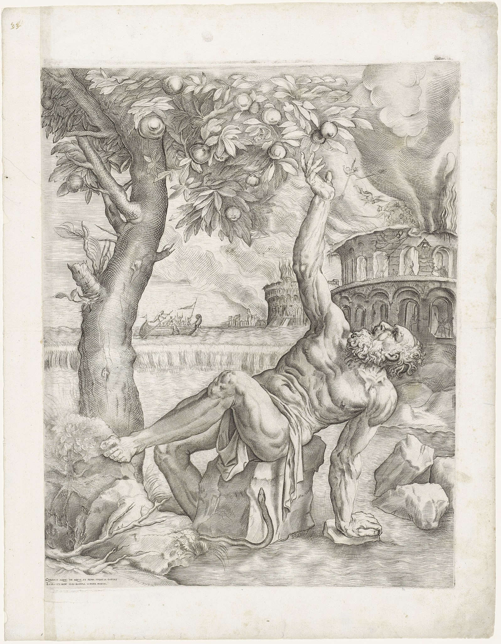 Giulio Sanuto, Tantalo, da un dipinto perduto di Tiziano (acquaforte, 448 x 353 mm) Giulio Sanuto, Tantalo, da un dipinto perduto di Tiziano (acquaforte, 448 x 353 mm)