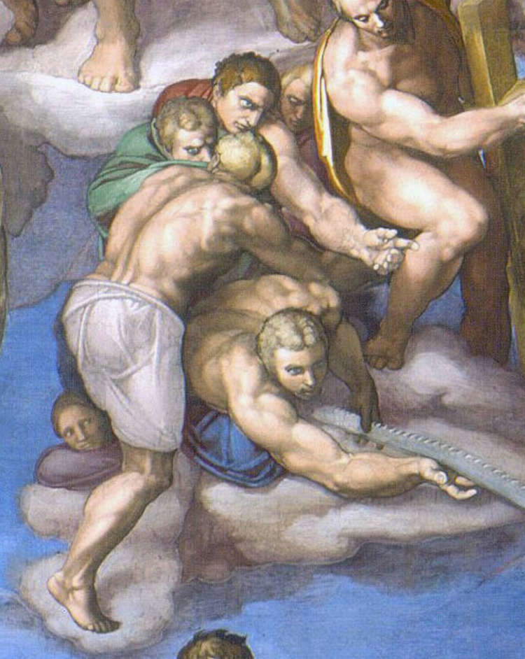 Michelangelo, Giudizio universale, dettaglio dell'affresco della Cappella Sistina Michelangelo, Giudizio universale, dettaglio dell'affresco della Cappella Sistina