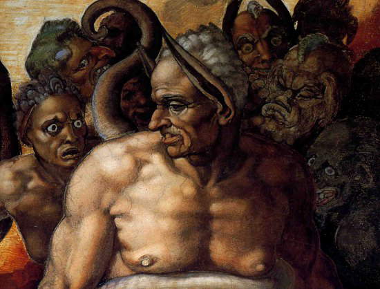Michelangelo, Giudizio universale, dettaglio dell’affresco della Cappella Sistina Michelangelo, Giudizio universale, dettaglio dell’affresco della Cappella Sistina