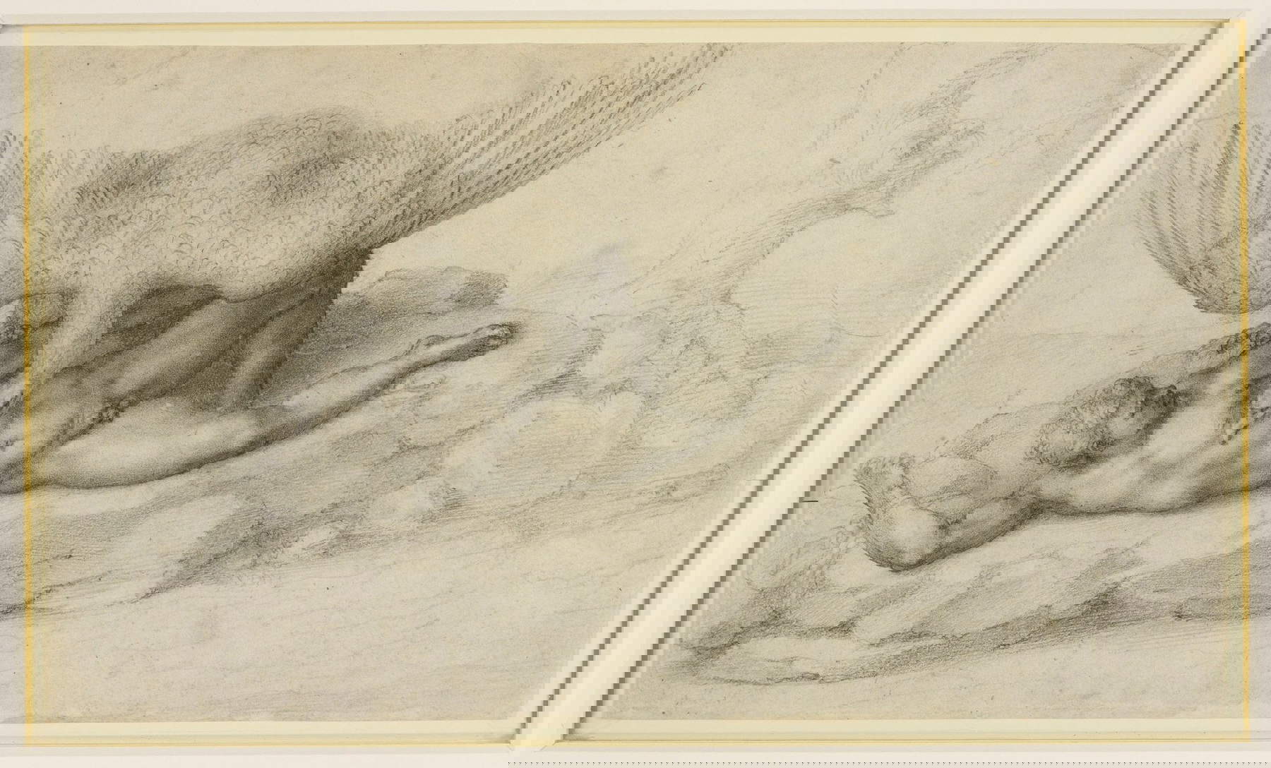 Michelangelo, Il supplizio di Tizio (disegno a matita nera, 190 x 330 mm; Windsor, Royal Library) Michelangelo, Il supplizio di Tizio (disegno a matita nera, 190 x 330 mm; Windsor, Royal Library)