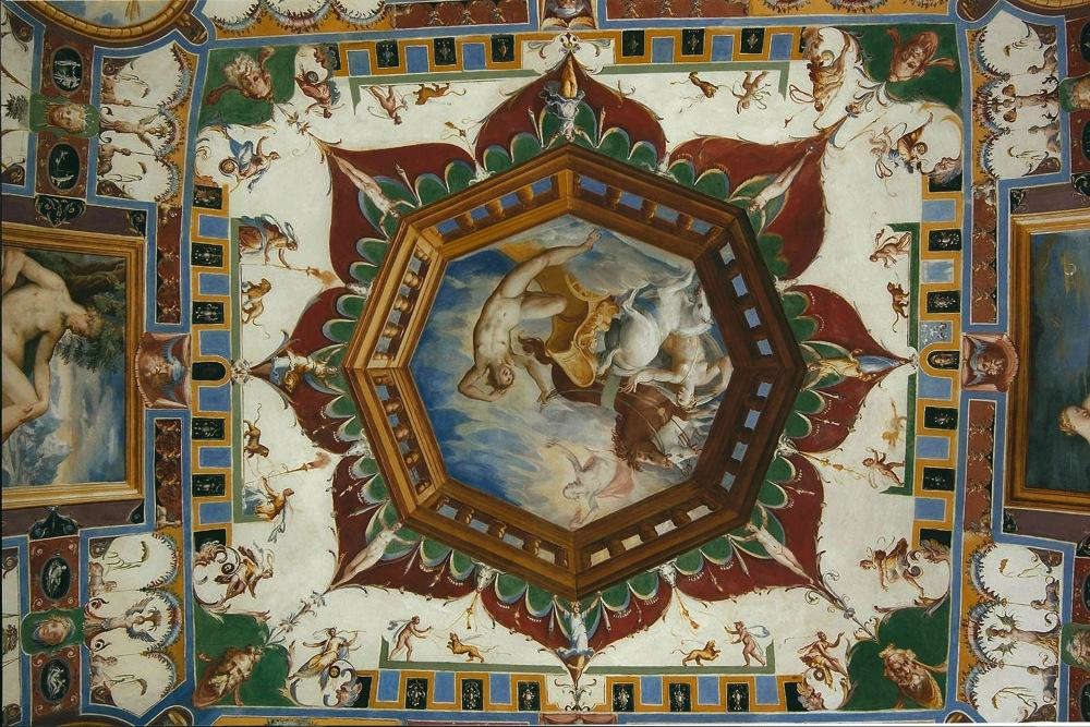 Niccolò Circignani detto il Pomarancio, La caduta di Fetonte, dettaglio (affresco; Castiglione del Lago, Palazzo della Corgna, Sala degli Insensati) Niccolò Circignani detto il Pomarancio, La caduta di Fetonte, dettaglio (affresco; Castiglione del Lago, Palazzo della Corgna, Sala degli Insensati)