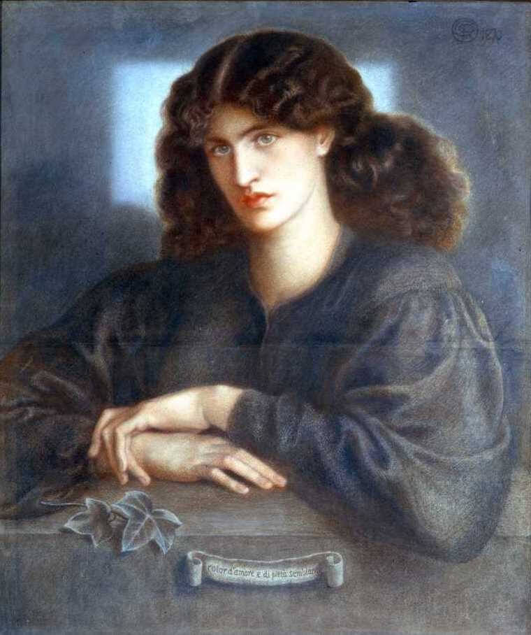 Dante Gabriel Rossetti, La mujer en la ventana (1870; tiza de color sobre papel, 84,8 x 72,1 cm; Bradford, Bradford District Museums and Galleries) Dante Gabriel Rossetti, La mujer en la ventana (1870; tiza de color sobre papel, 84,8 x 72,1 cm; Bradford, Bradford District Museums and Galleries)