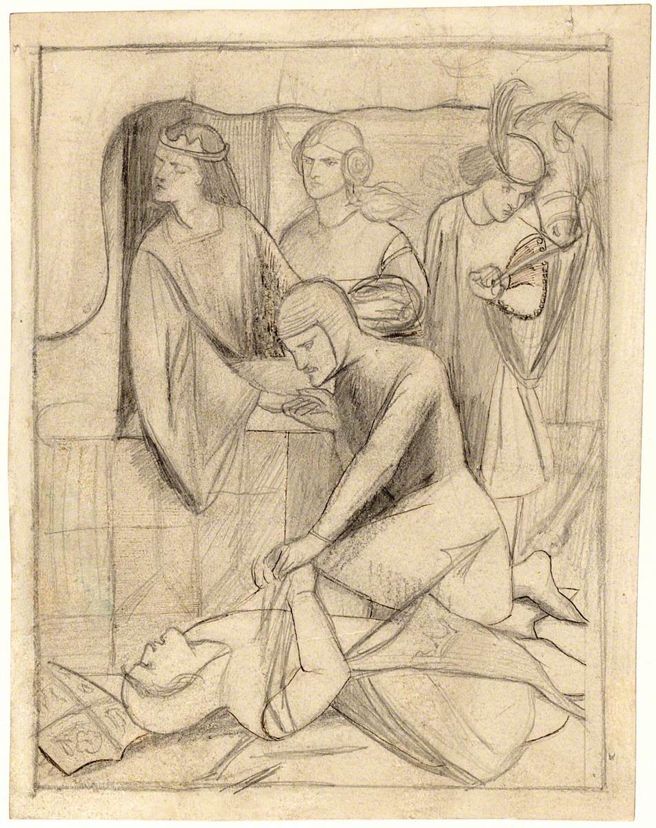 Elizabeth Siddal, La triste victoria (1860; pluma y lápiz sobre papel, 60,7 x 45,7 cm; Bedford, The Higgins Bedford Art Gallery & Museum) Elizabeth Siddal, La triste victoria (1860; pluma y lápiz sobre papel, 60,7 x 45,7 cm; Bedford, The Higgins Bedford Art Gallery & Museum)