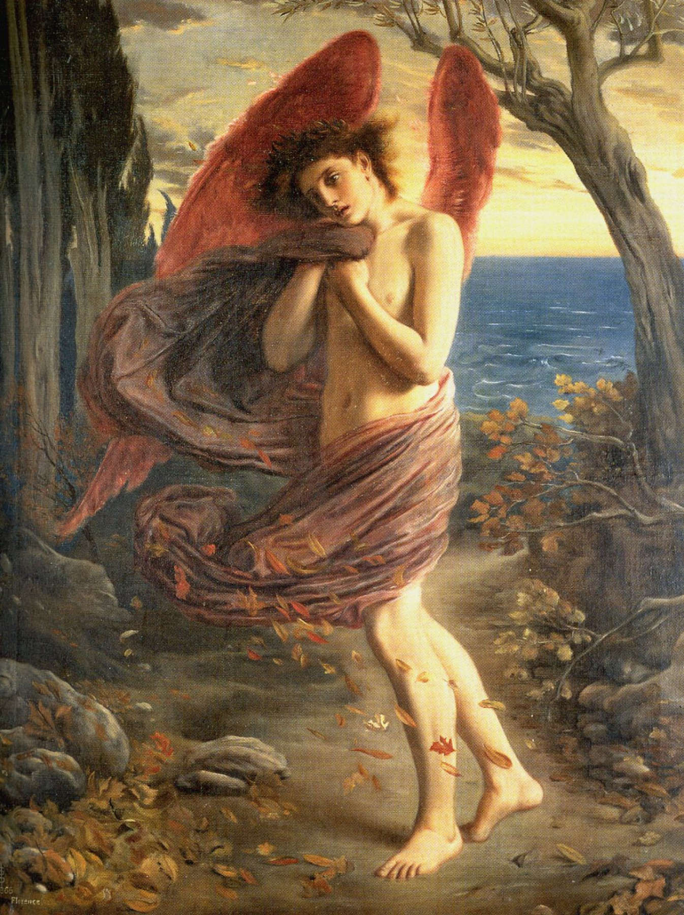 Simeon Solomon, Amor en otoño (1866; óleo sobre lienzo, 84 x 66 cm; colección privada) Simeon Solomon, Amor en otoño (1866; óleo sobre lienzo, 84 x 66 cm; colección privada)