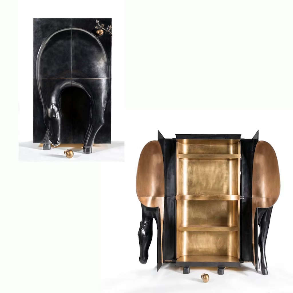 Hubert Le Gall, Cabinet Eternal Printemps (bronze and black and gold patina, 161 x 100 x 54 cm).