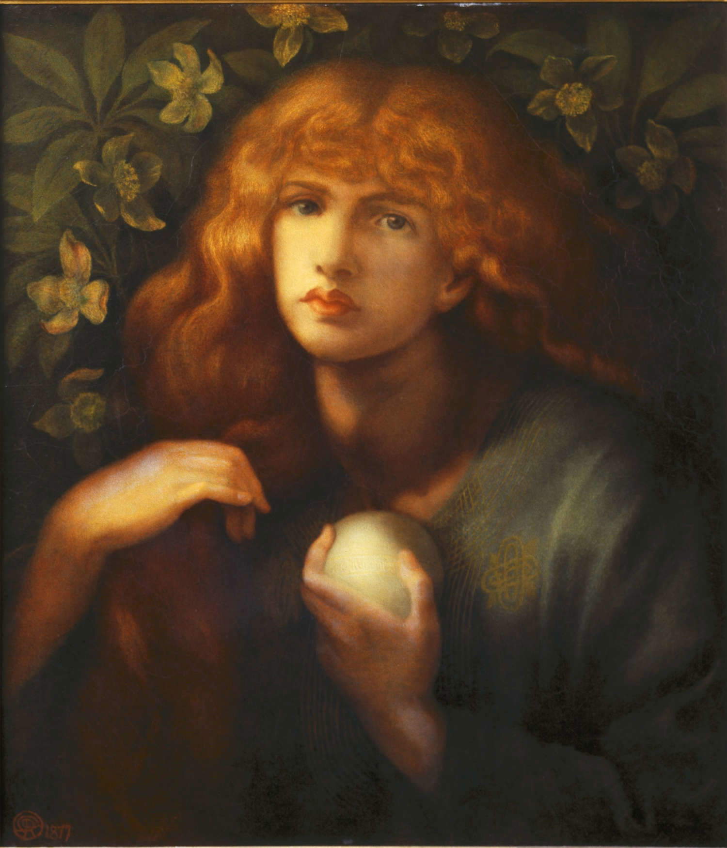 Dante Gabriele Rossetti, Saint Mary Magdalene (1877; oil on canvas, 26.12 x 30.87 cm; Wilmington, Delaware Art Museum)