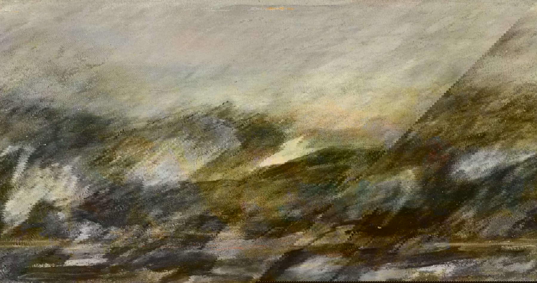 Remo Brizzi, Apuan Alps seen from Versilia (oil on canvas, 37 x 70 cm; Remo Brizzi Archive)