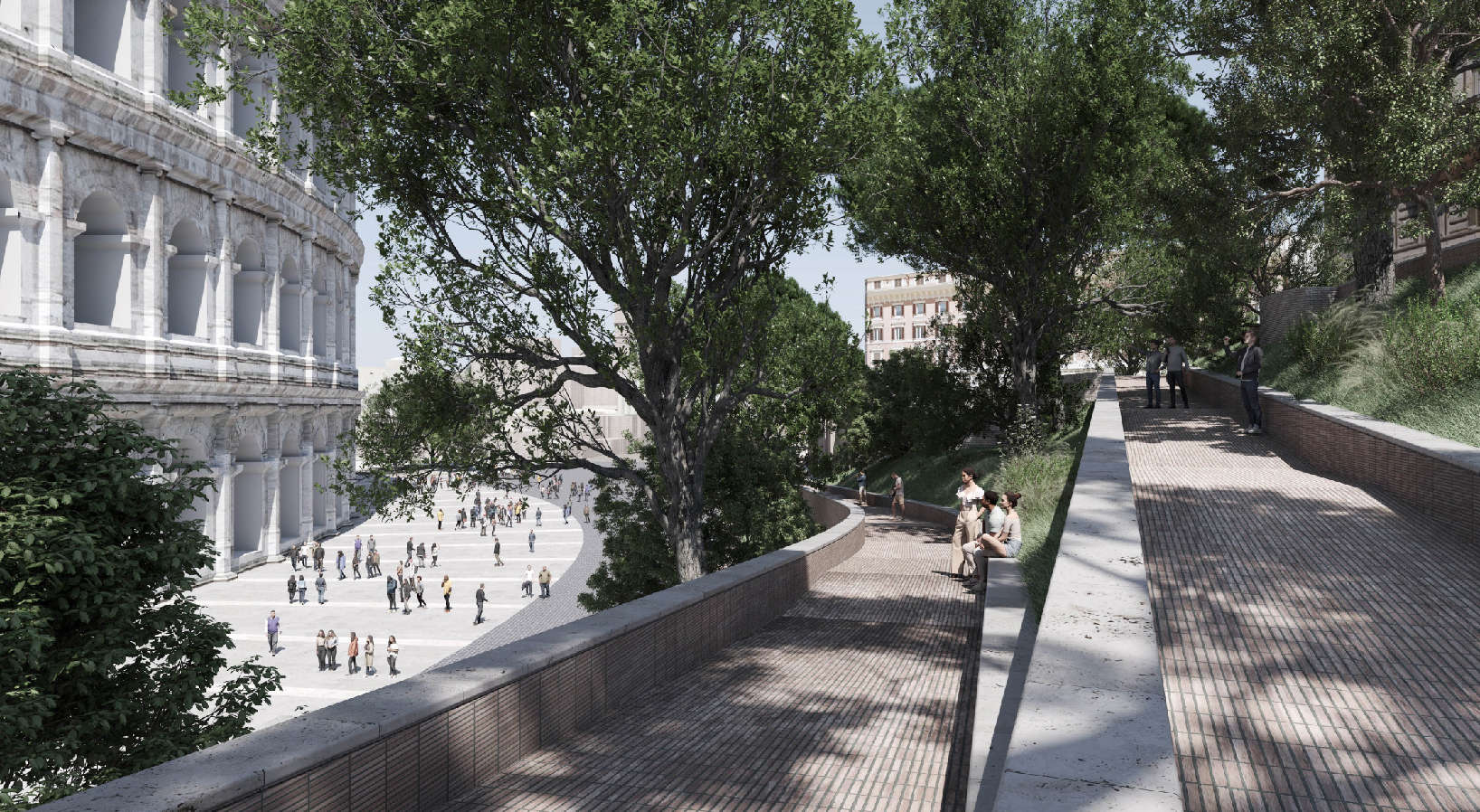 Rendering der zukünftigen Imperial-Forum-Promenade Rendering der zukünftigen Imperial-Forum-Promenade