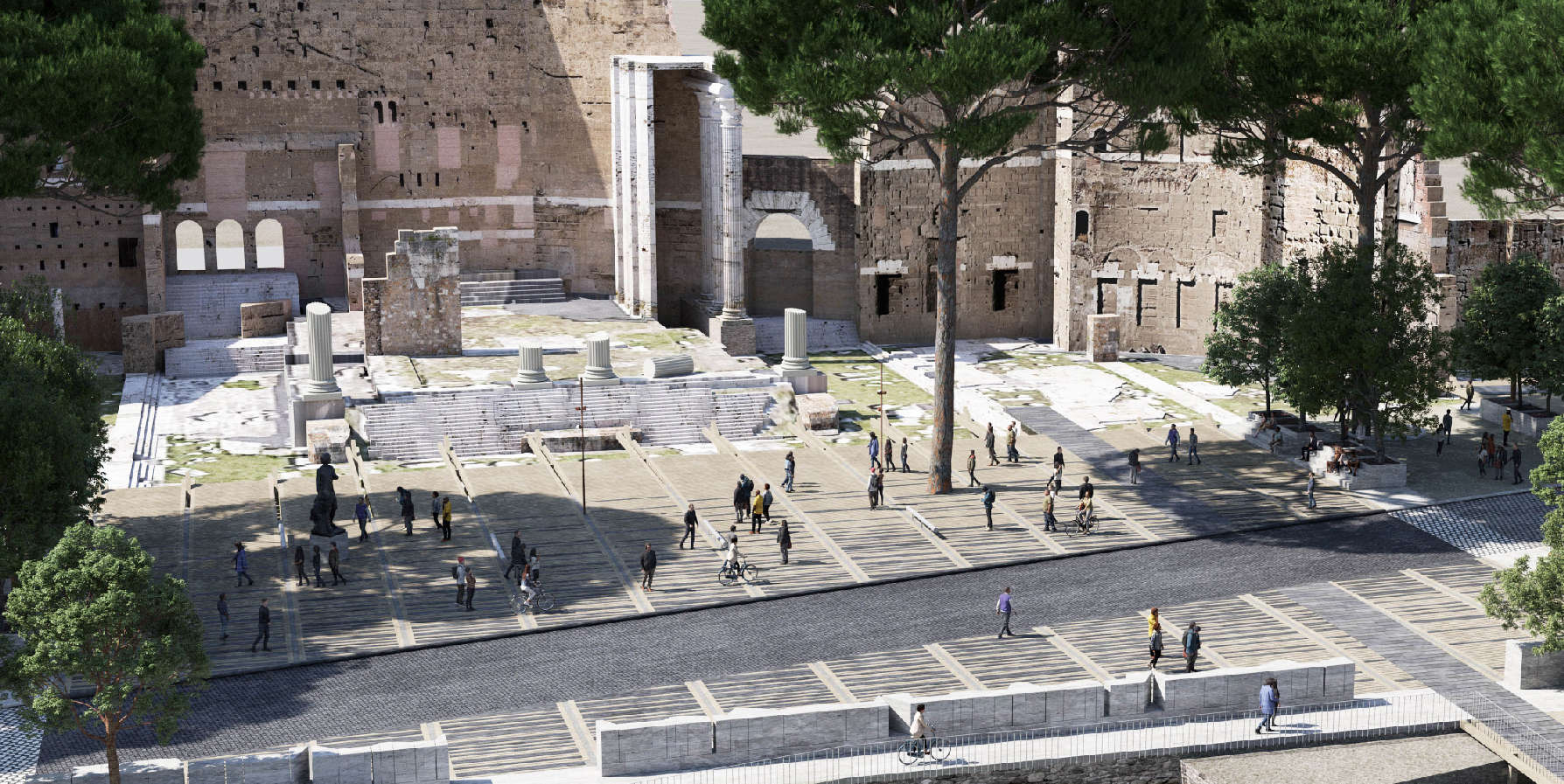 Rendering der zukünftigen Imperial-Forum-Promenade Rendering der zukünftigen Imperial-Forum-Promenade