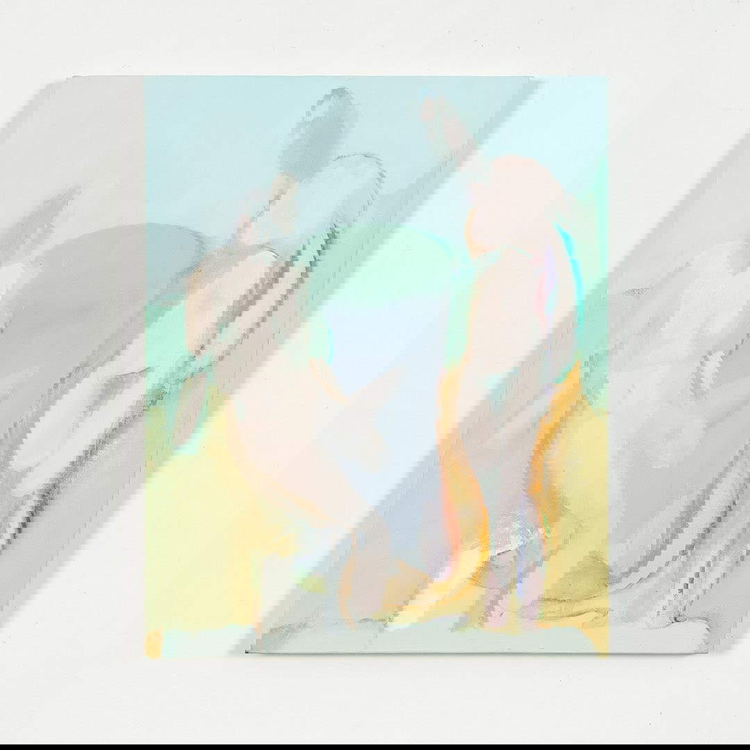 Cesare Biratoni, Badende (2022; Öl auf Leinwand, 50 x 40 cm)